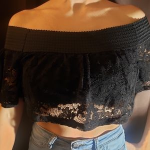 Black Lace Crop Top
